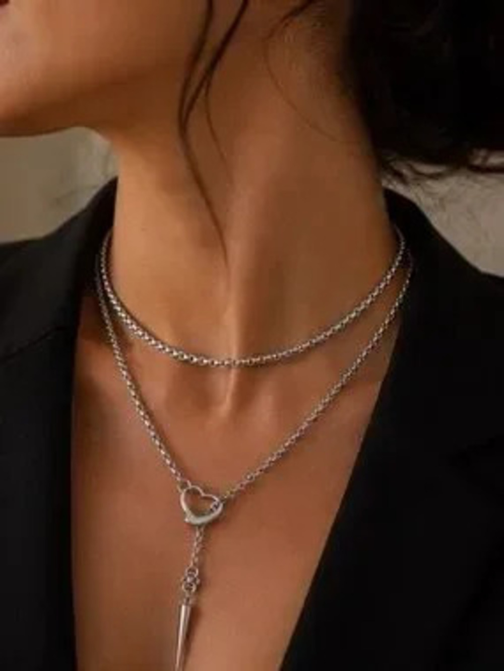 Minimalist Heart Lariat Necklace